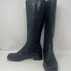 Luftpolster Women’s Boots Knee High Black 7.5 Full Zipper Square Toe Block Heel